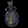Rainbow Calsilica Gemstone Copper Wire Wrapped Pendant - Image 2