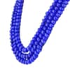 3 Line Blue Sapphire Round Carved Beads Necklace - Image 2