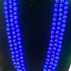 3 Line Blue Sapphire Round Carved Beads Necklace