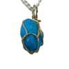 Natural Blue Turquoise Rough Gold Finish Pendant - Image 2