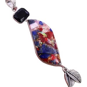 Copper, Red Coral, and Black Onyx Pendant