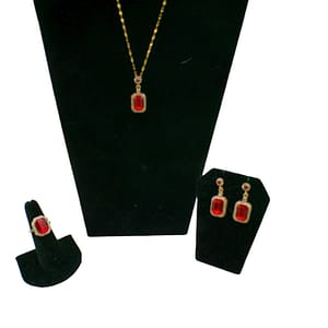 Red Rhinestone Square Jewelry Set
