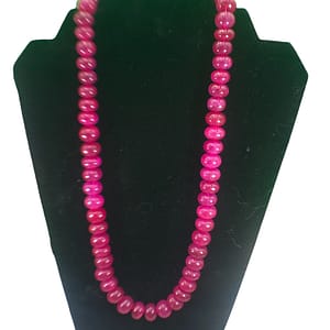 Ruby Round Shape Beads Single Strand Necklace