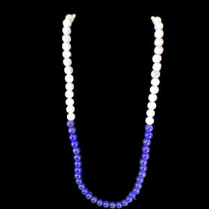 Enhanced Sapphire and Chalcedony Beaded Necklace