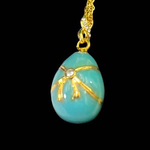 Turquoise Egg Pendant Necklace with crystals by Keren Kopal