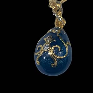 Blue Egg Pendant Necklace with crystals by Keren Kopal