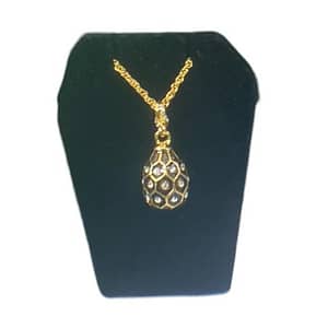 Black Egg Pendant Necklace with crystals by Keren Kopal