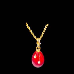 Red Egg Pendant Necklace with crystals by Keren Kopal