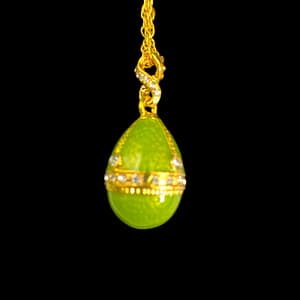 Green Egg Pendant Necklace with crystals by Keren Kopal