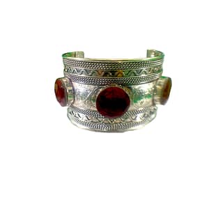 Garnet Gemstone Handmade Cuff Bracelet Adjustable