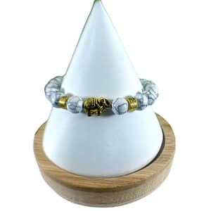 White Turquoise Gemstone Round Beads Stretch Bracelet