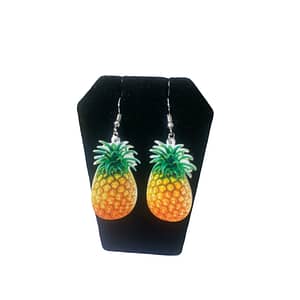3D Double-Side Acrylic Fruit Pineapple Dangle Drop Hook Earrings