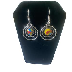 Yellow Mosaic Jasper Plated Earrings
