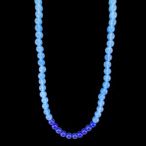 Enhanced Sapphire & Chalcedony Beaded Necklace