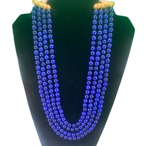 4 Line Blue Sapphire Round Shape Beads Necklace