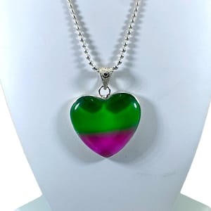 Bi Color Tourmaline Heart Handmade Necklace