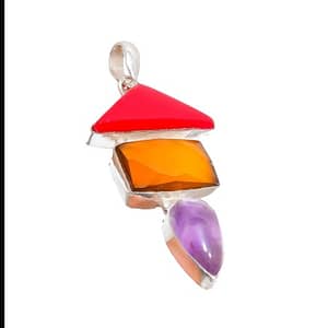 Italian Red Coral and Amethyst Pendant