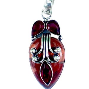 Red Rainbow Jasper and Garnet Handmade Pendant