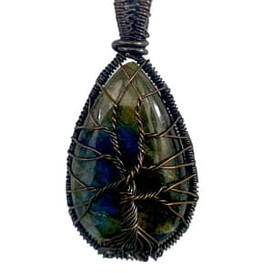 Turquoise Gemstone Copper Wire Wrapped Handmade Pendant