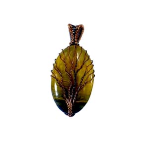 Stick Agate Copper Wire-Wrapped Pendant 2" Present For Her GW