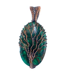 Copper Malachite Gemstone Handmade Copper Wire Wrap Pendant