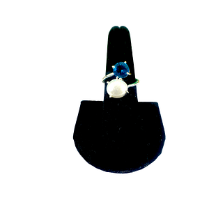 Pearl and Blue Topaz Handmade Ring