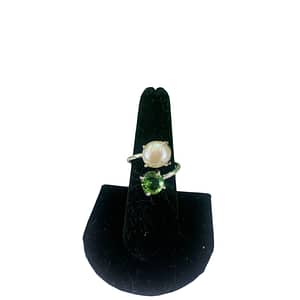 Peridot Pearl Gemstone Handmade Ring