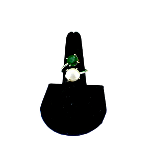 Green Quartz Pearl Gemstone Handmade Ring