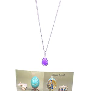 Purple Egg Pendant Necklace with crystals by Keren Kopal