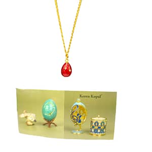 Red Egg Pendant Necklace with crystals by Keren Kopal
