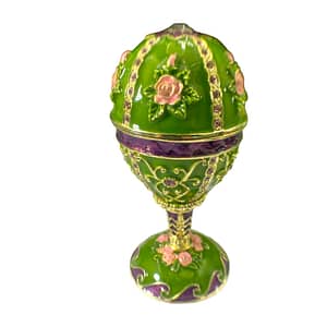 Green Faberge Egg Trinket Box & music Handmade by Keren Kopal Austrian Crystals