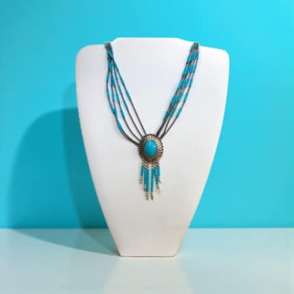 CAROLYN POLLACK LIQUID STERLING SILVER TURQUOISE BEAD 4 STRAND NECKLACE