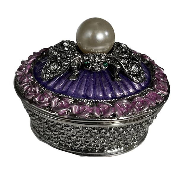Keren Kopal Purple Trinket Box with pearl on top.
